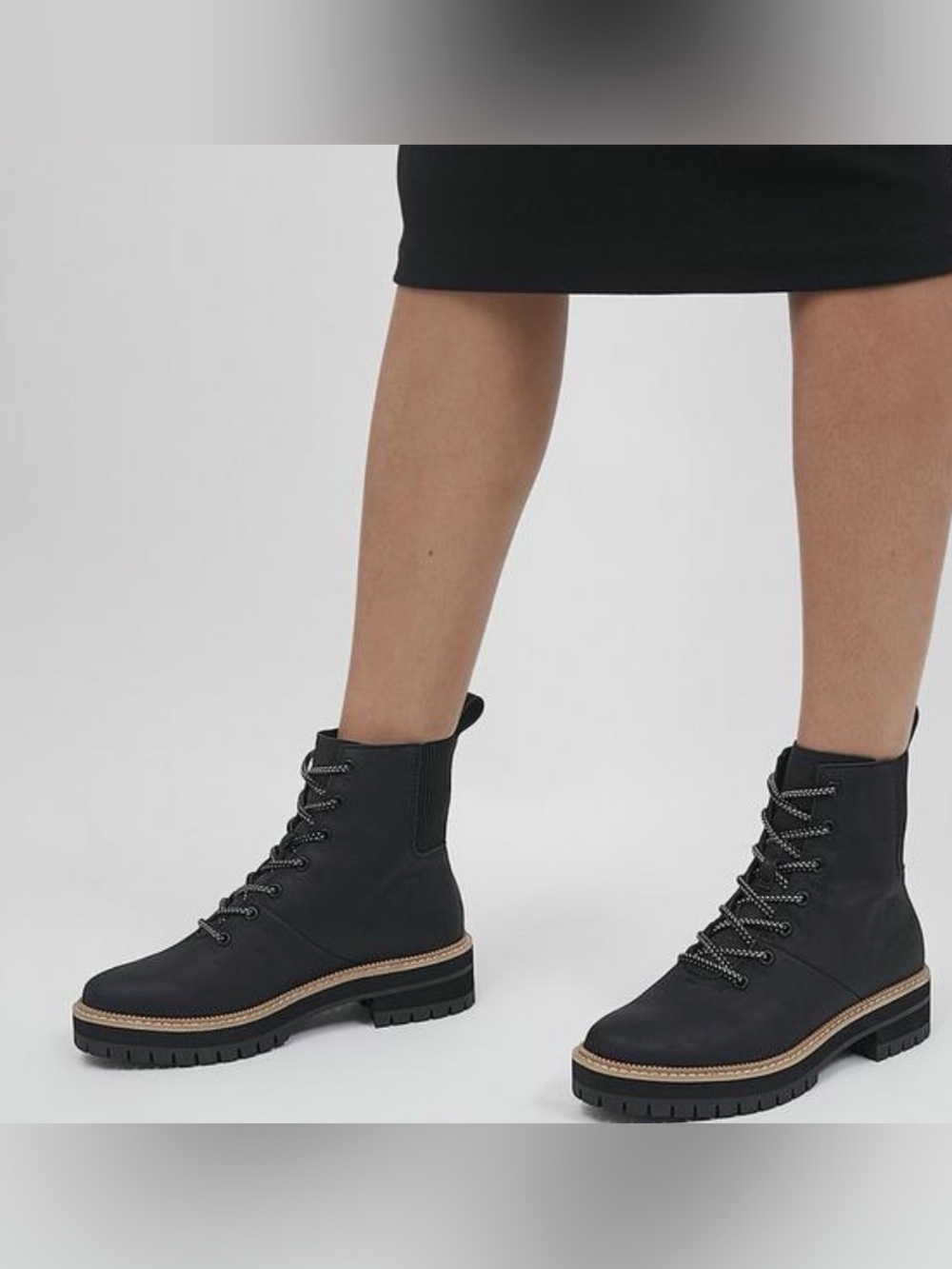EUC TOMS Frankie Leather Lace-Up Combat Boots - Women’s